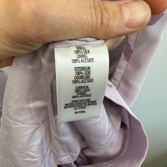 Vintage 90’s 100% Silk Purple Floral Square Neck Sleeveless Short Dress Size S - Picture 5 of 7